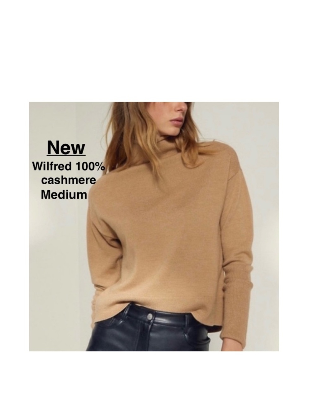 New Wilfred Luxe Cashmere Cyprie Sweater Tan/kahki Size M tags & shopping bag ⭐️